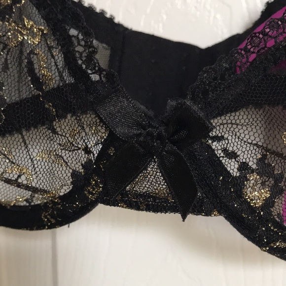 New! L’Agent Provocateur Gold & Black Floral Laced Mesh Bra. Size: 32DD NWT - Picture 5 of 10